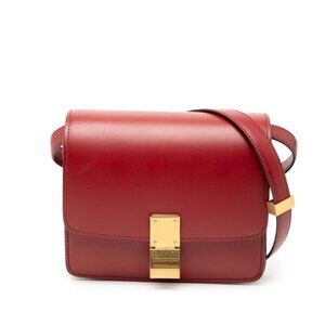 Celine Classic Box Red Gold Leather